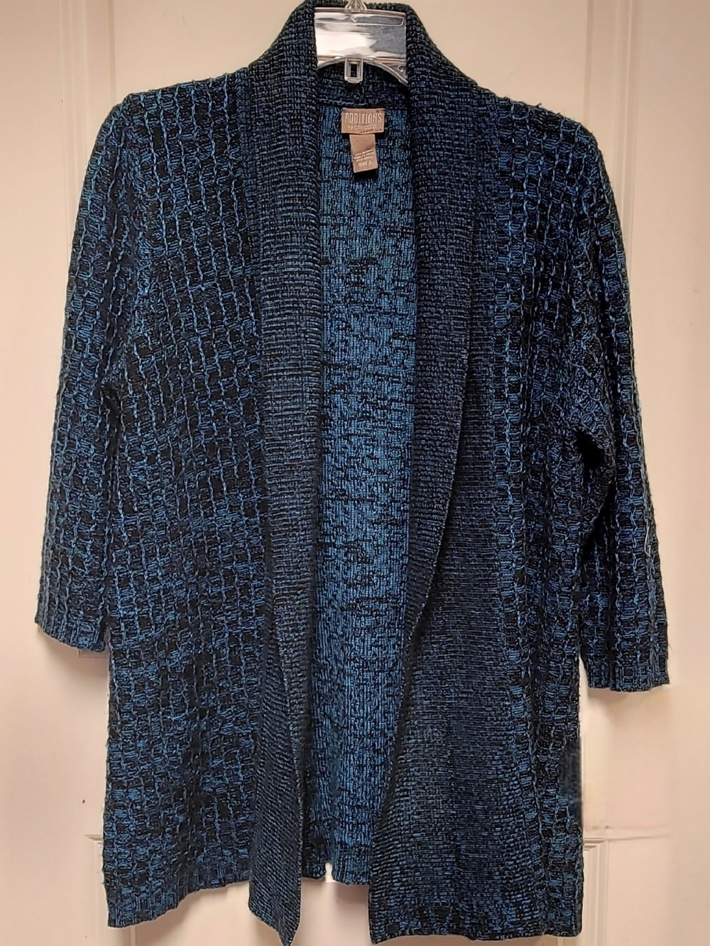 Additions By Chico's Navy Blue Open-front Textured Cardigan
